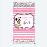 Lofaris Diamonds and Pearls Baby Girl Shower Rectangle Backdrop Pink Silver Glitter African American Princess Theme Decor